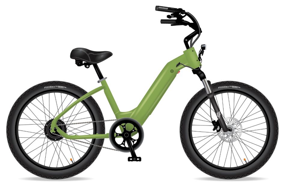 Model R E-Bike in Olive Green